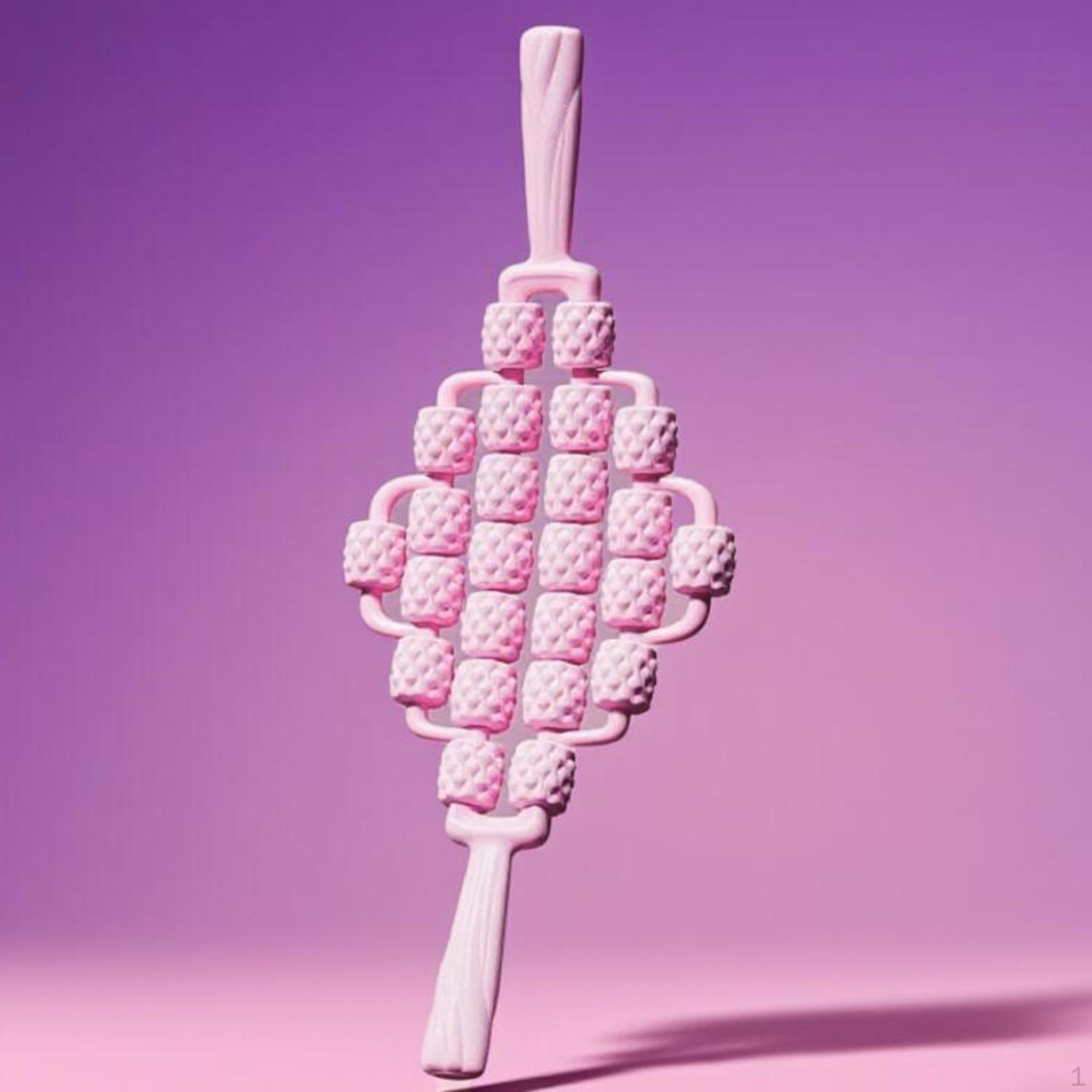 

Massage Roller Sticks Ergonomic Handheld Tool for Waist Shoulders Stomach Arms Buttocks рожевий