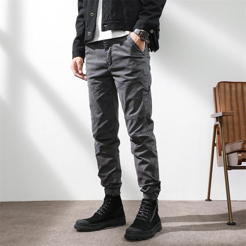 Autumn and winter simple leggings men's trend fashion versatile commuter casual pants loose and comfortable pure cotton overalls