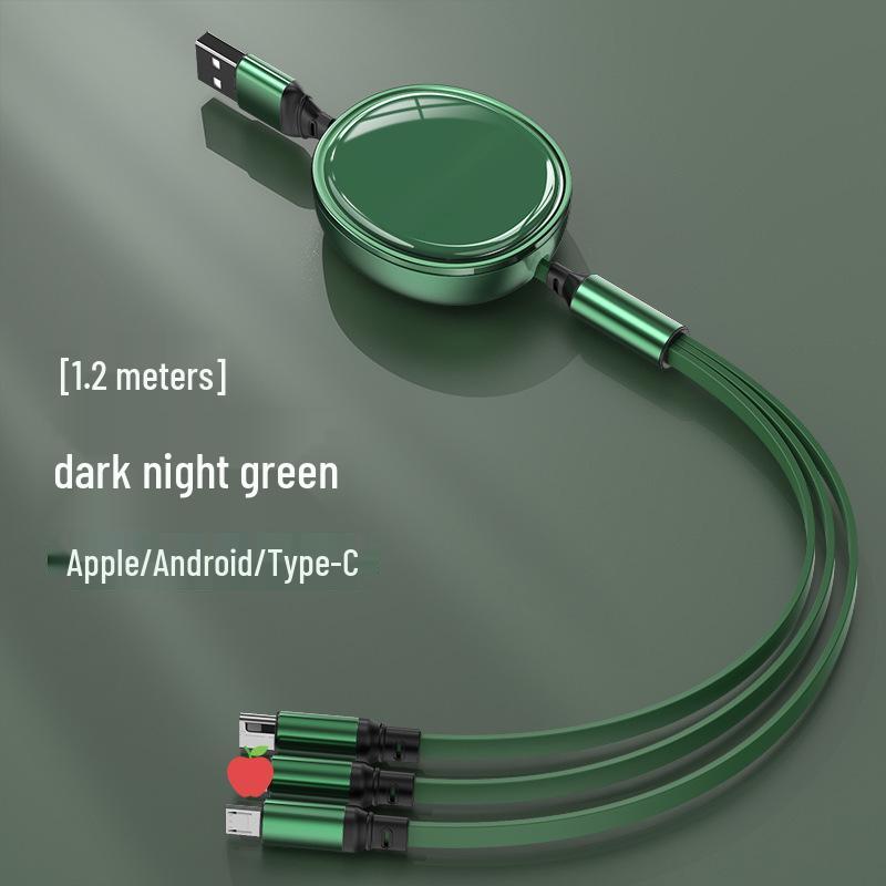 100W Retractable 3-in-1 Fast Charging Cable with Custom Logo