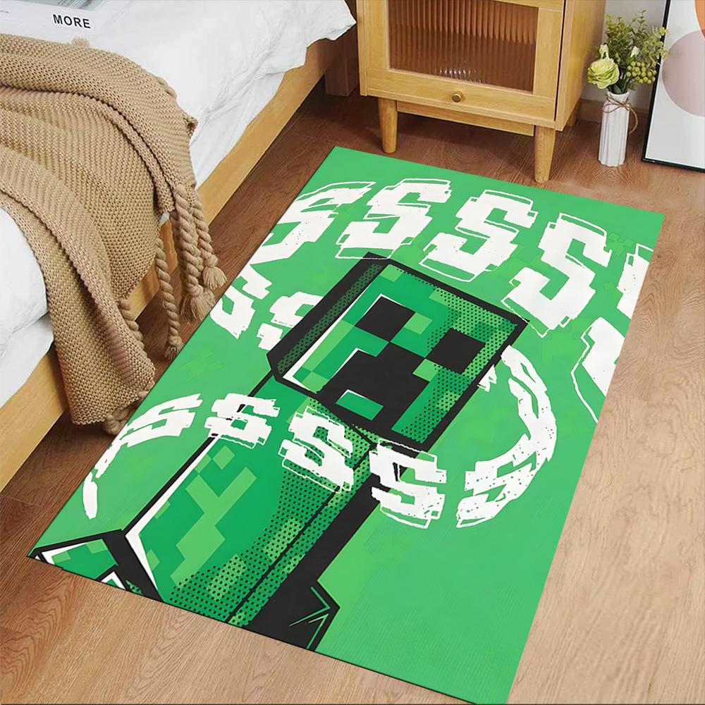 Minecraft Creeper Pixel Art Carpet Design for Decorate room Study room Playrooms Balcony Anti-slip Rug Decorate Offices Best for Christmas
