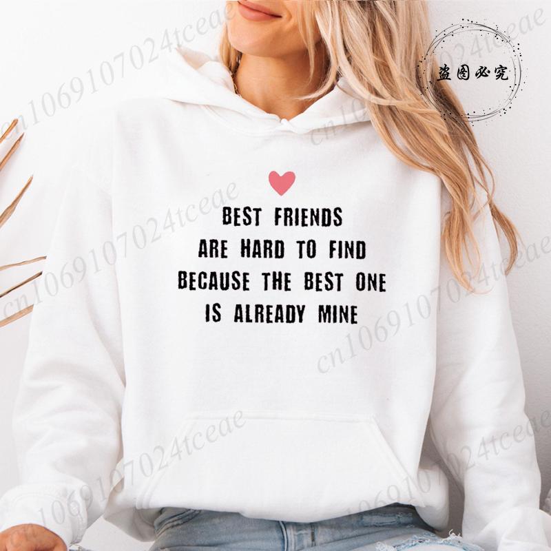 Beste Freunde Lustige Buchstaben Rückenaufdruck Damen Hoodies Lockeres Sweatshirt Sport Kapuzenjacke Täglich Grafik BFF Hoodies Tops