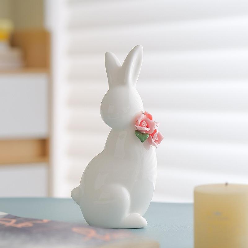 Růžový králík Domácí zahradní dekorace Stolní ozdoby Dárek Pohádková zahrada Miniatury Kawaii doplňky Figurka