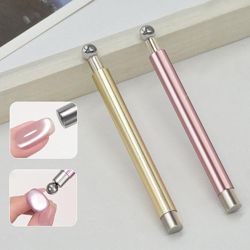 Nail Art Magnetic Stick Cat Eye Magnetic Ball Aluminum Handle Cylindrical Uv Gel Magnet Tools Double End Nail Design Tools