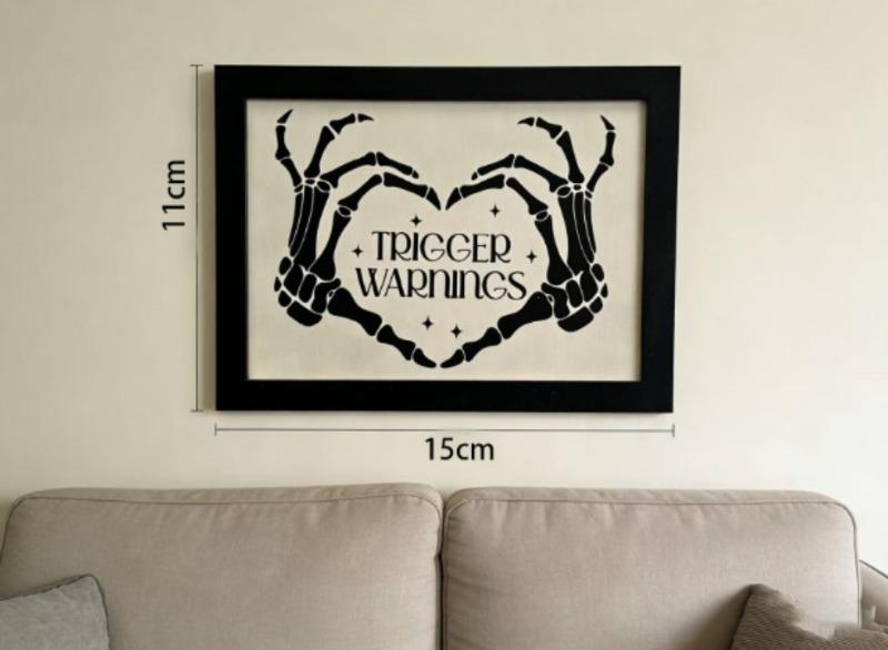 

“TRIGGER WARNINGS” Spicy 2D Wooden Wall Sticker Decor: Trigger Warnings Sign, Smut Reader Party Decoration Supplies Gift