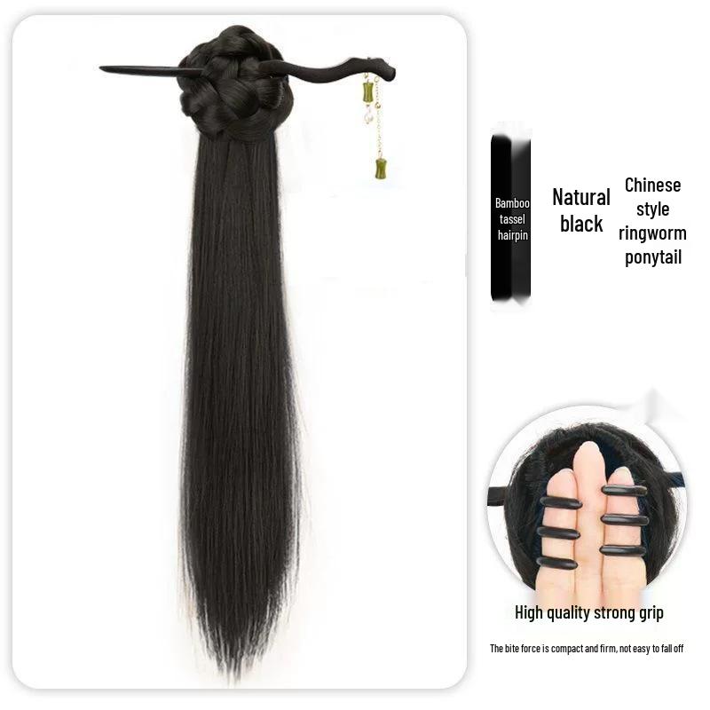 Women's Light Chinese-Style Braided Ponytail Wig Clip for Hanfu & Qipao