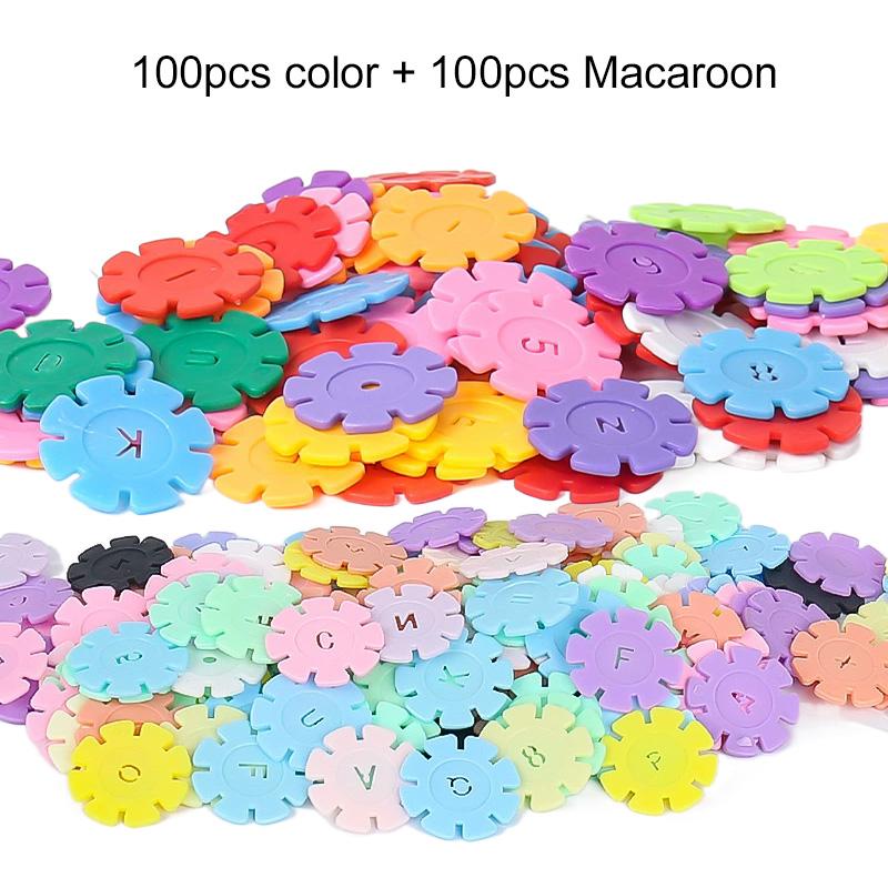 60~200 Stück Schneeflocken-Bausteine Spielzeug Kinder Früherziehungsspielzeug Gehirnförderndes DIY-Konstruktionsspiel Zusammenbau Geschenk TMZ