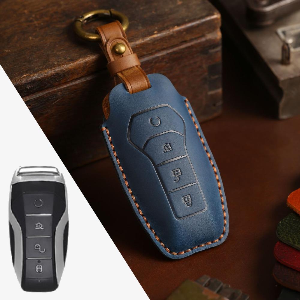 Genuine Crazy Horse Leather Key Case for BYD Dolphin Tang Qin Han Song Car Keys Protection Cover
