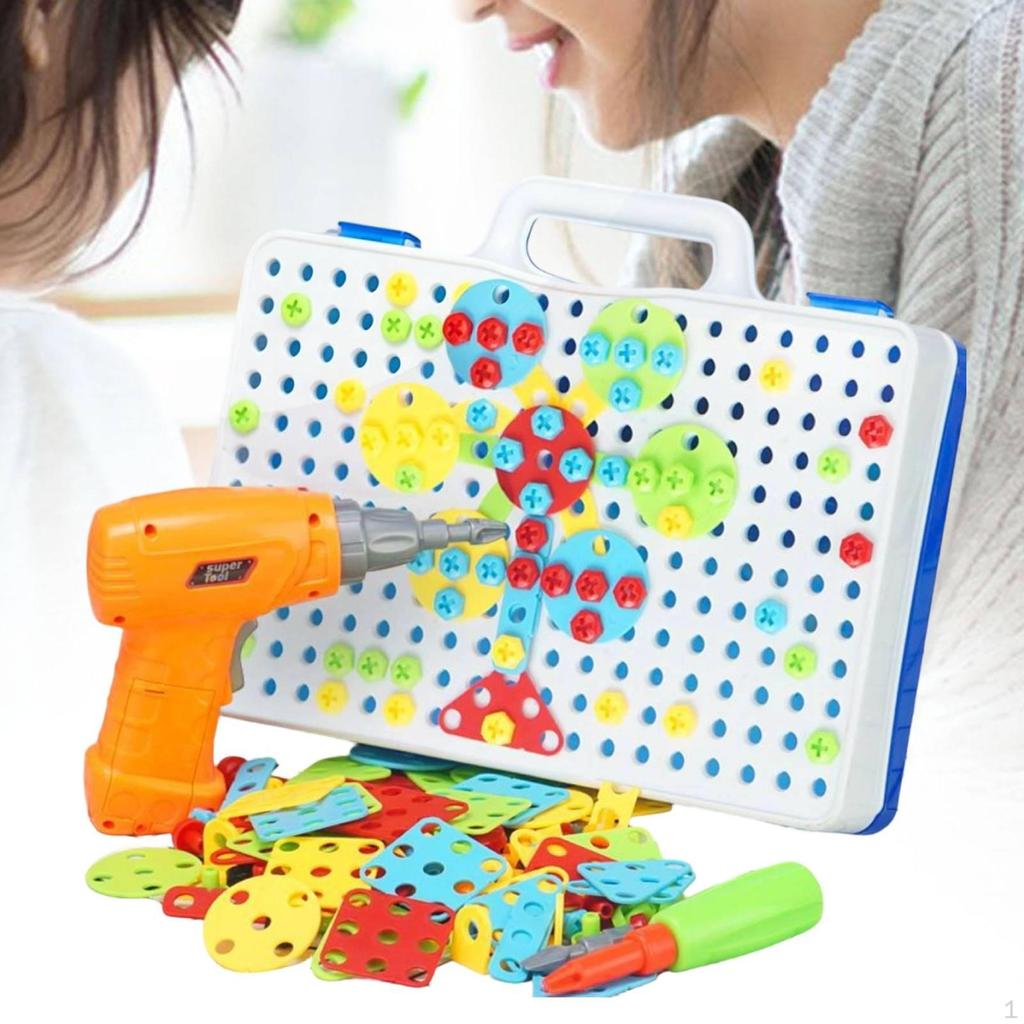 Elektrischer Schraubendreher Bausteine Design und Bohrer Spielzeug DIY Schraube Mutter Block für