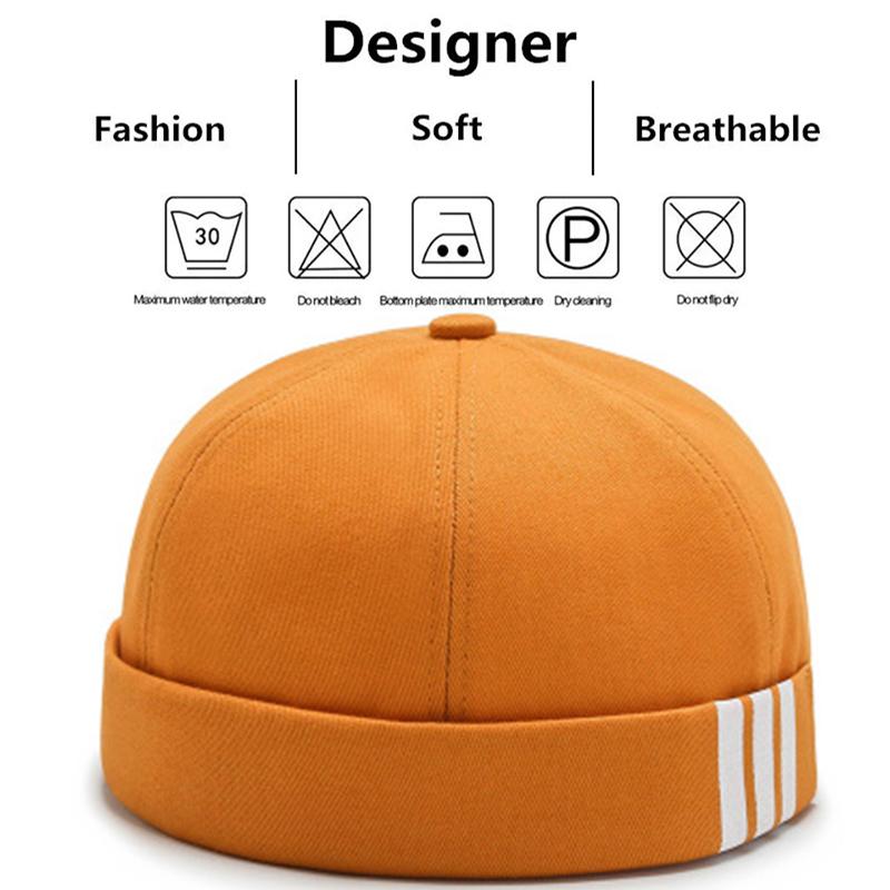 Three Side Bars Melon Skin Hat Men's Soft Top Hat Women's Street Skull Hat Tide Four Seasons Fashion Versatile Hip Hop Hat