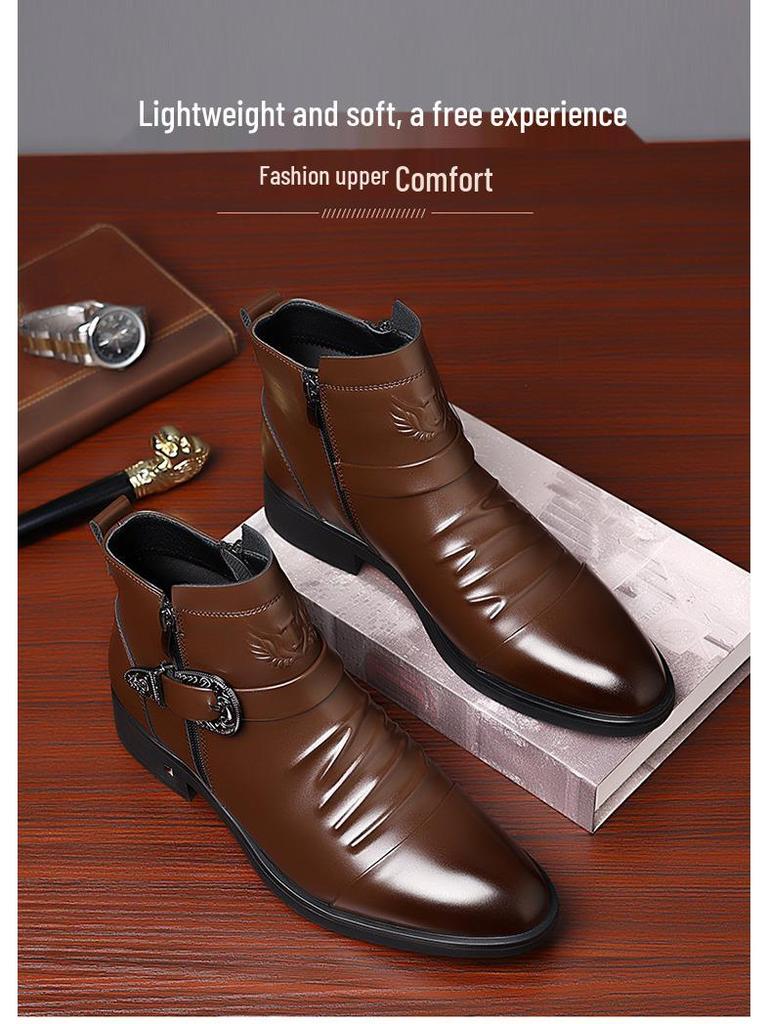 2025 Winter Men's Plus Size British Leather Chelsea Martin Boots - Formal & Fashionable