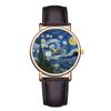 Orologi da donna alla moda con pittura a olio, semplici numeri arabi, al quarzo, con cinturino in pelle, casual, da donna, regalo