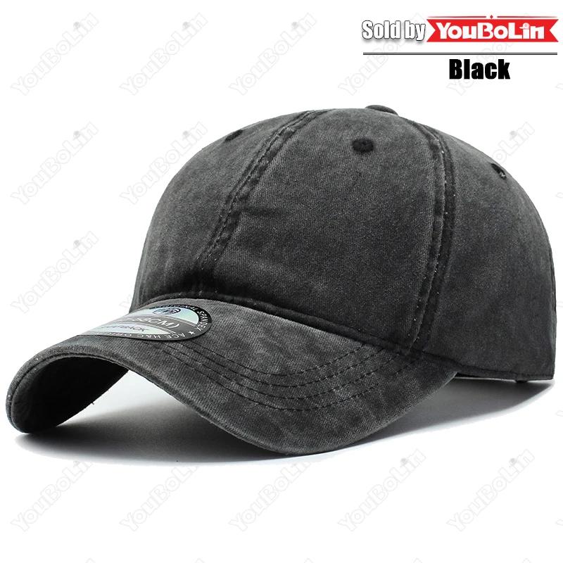 Четыре сезона Простая легкая кепка однотонная хлопковая регулируемая бейсболка солнцезащитная кепка тракерные кепки папины кепки чёрный