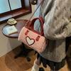 Winter Faux Lamb Wool Women's Top-handle Bags Fashi Ladies Shoulder Crossbody Bag Small Barrel-shaped Handbag Female Purse