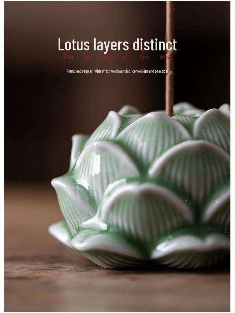 Handmade Celadon Lotus Incense Holder for Home and Tea Ceremonies