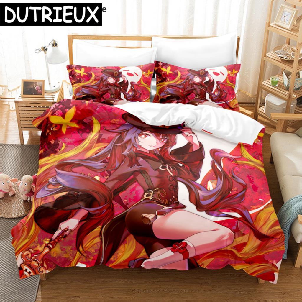 

Hu Tao Genshin Impact Game 3D пододеяльник комплект постельного белья одеяло льняные наволочки домашний декор односпальная двуспальная двуспальная кровать двуспальная кровать EU single(135x200cm)