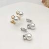 Retro Princess Pearl Triangle Clip Earrings: Painless 10mm High-End Niche Design for Women.