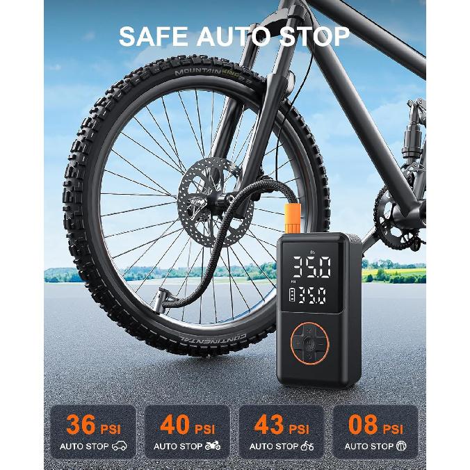 Tire Inflator Portable Air Compressor - 150PSI Electric Bike Pump, Auto Shut Off & Digital Pressure Gauge, Cordless Air Pump for Car Tires,