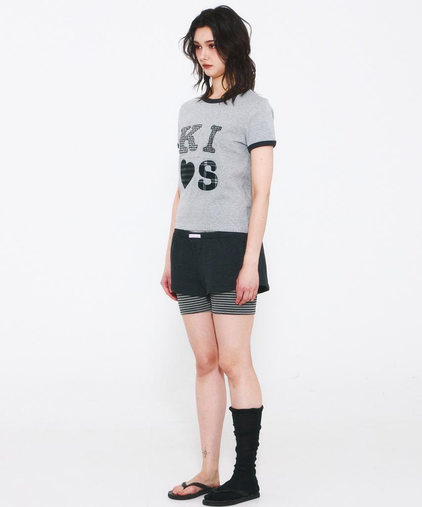 Kimseupeulesikoteunmakes Kiss Mar Applique Logo T-Shirt Gray