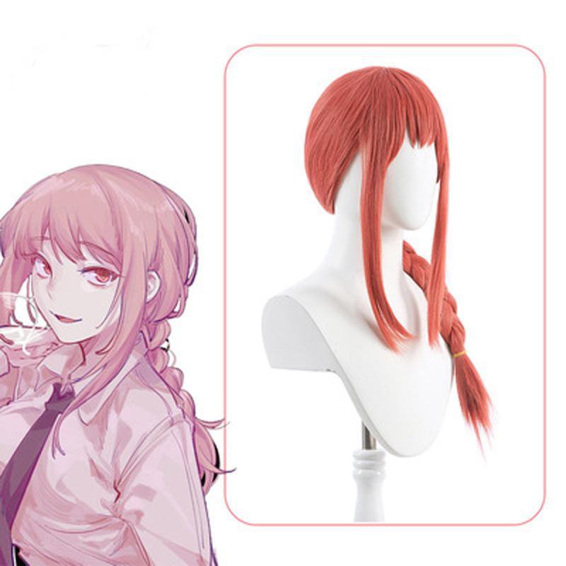 Anime Wig Chainsaw Man Makima Cosplay Wigs Braided Hair Long Pink Red Wig Braids Heat Resistant Synthetic Hair Halloween Party