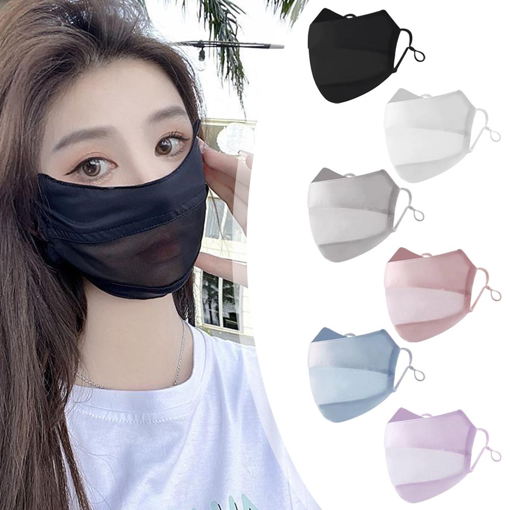 Sun Protection Mask Ice Silk Sunscreen Mask Women UV Protection Breathable Mesh Face Cover Outdoor Riding Driving Fishing Sport