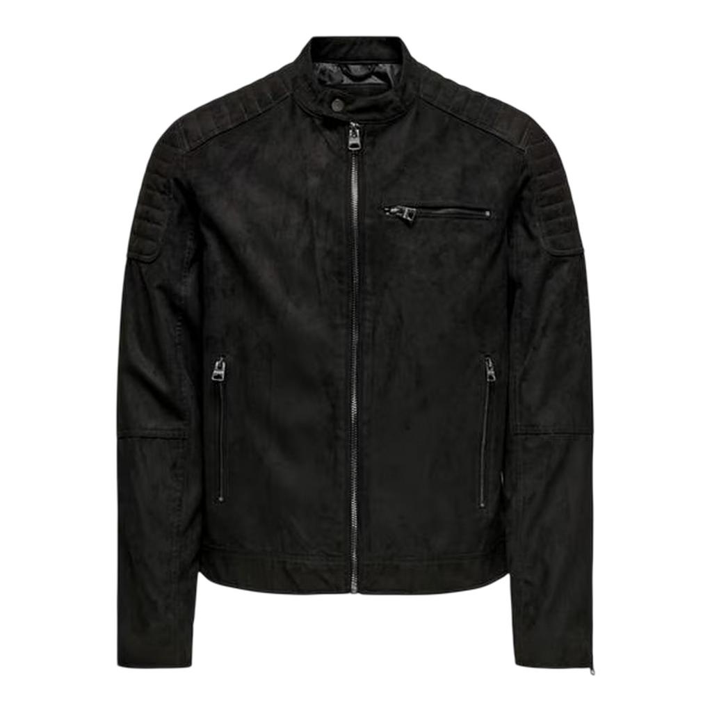 Only Mens Plain Zip Pocket Biker Jacket