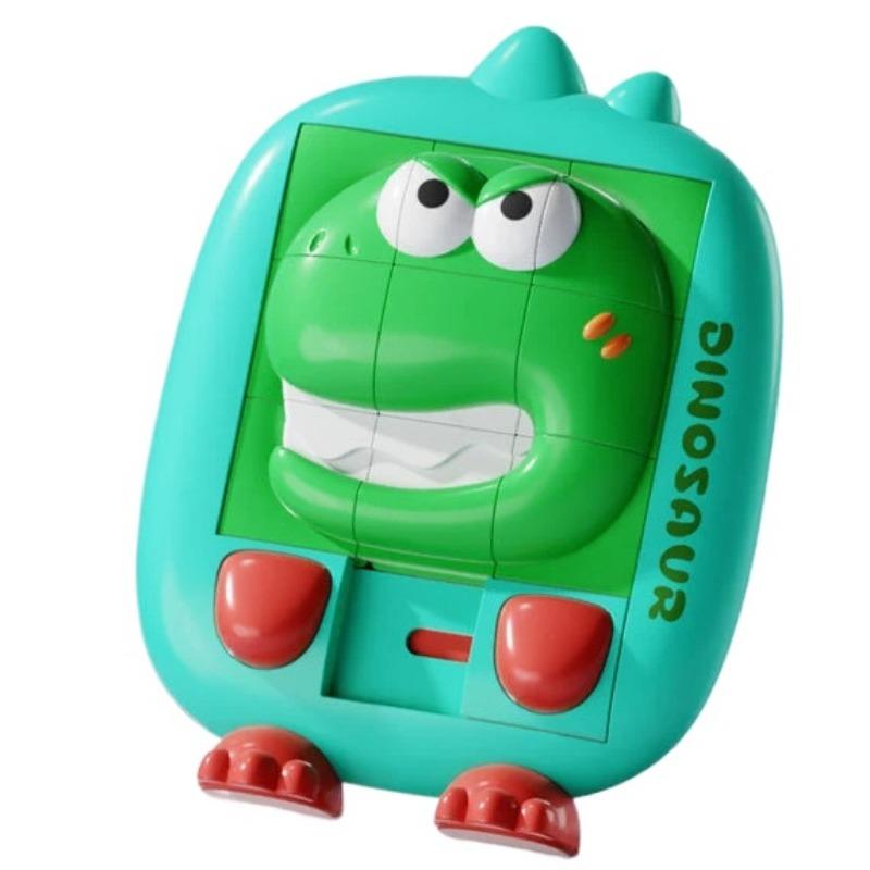 

Головоломка с мультяшным динозавром, головоломка с дорогой Huarong, обучающая логическая настольная игра для детей в возрасте от 2 до 6 лет, дорожная игрушка зелёный