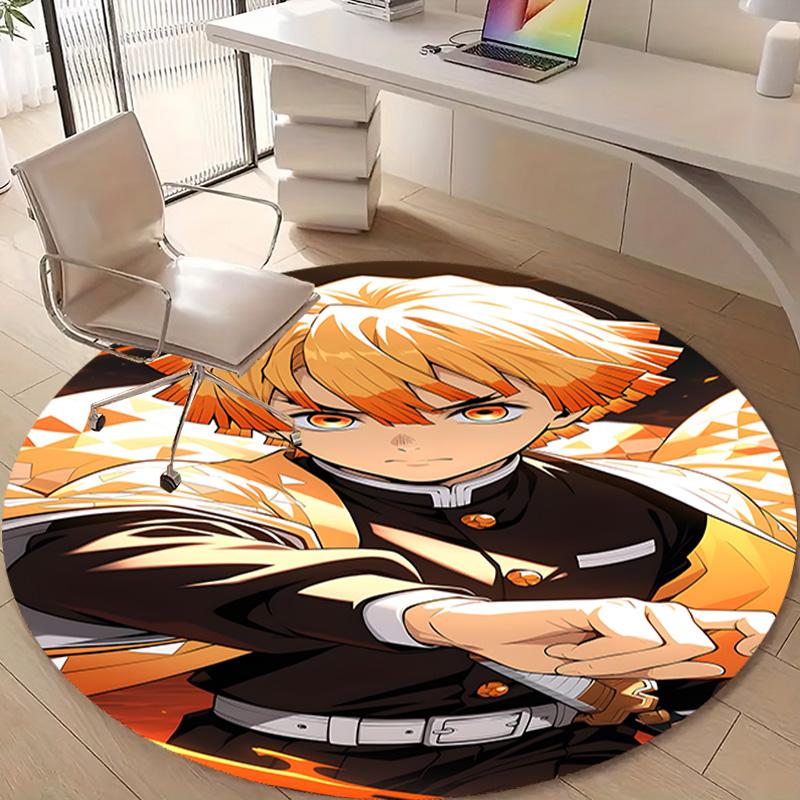 1pc Agatsuma Zenitsu  Print Round Carpet Chair Round Carpet Suitable for Bedroom Living Room Home Decorative Carpet