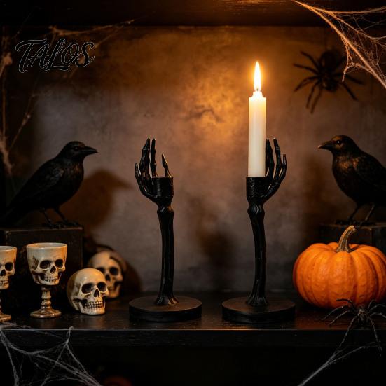 Unique Skeleton Hand Gift Gothic Candle Holder, Spooky Skeleton/Skeleton Taper Resin Decorative Base for Party Candlestick Decoration Halloween Dining