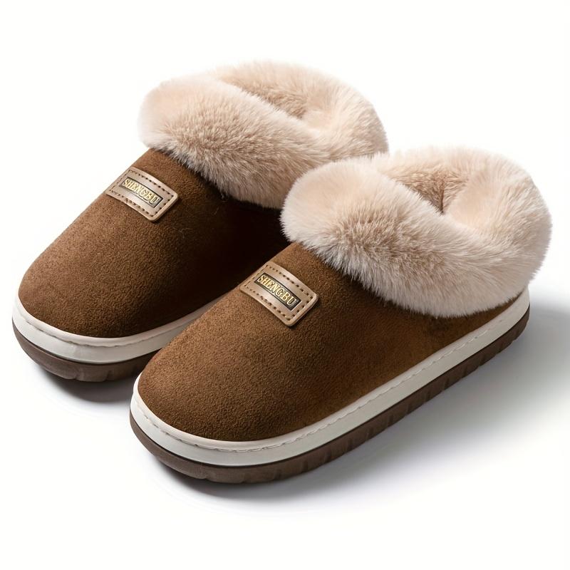 [Cozy Fleece Slippers] Men's & Women's Cozy Fleece Slippers with Thick Sole - Warm Winter Indoor/Outdoor House Shoes, Slip-On Design, Plush Lining