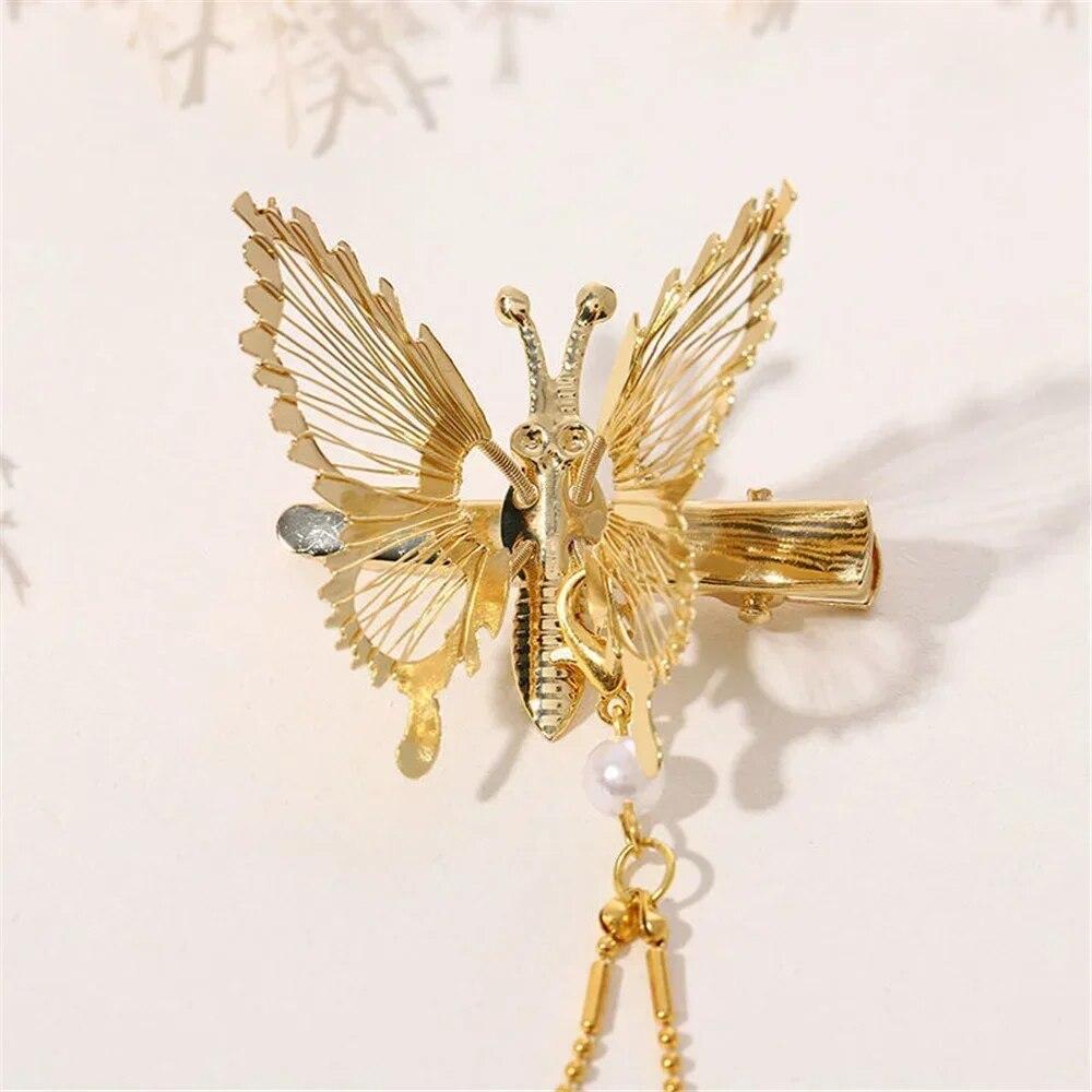 2 stk skjelvende sommerfugl sideklips Moving Butterfly Hårnål Dusk Dame Vintage Elegant Butterfly Hårnål Hodeplagg Styling Tool