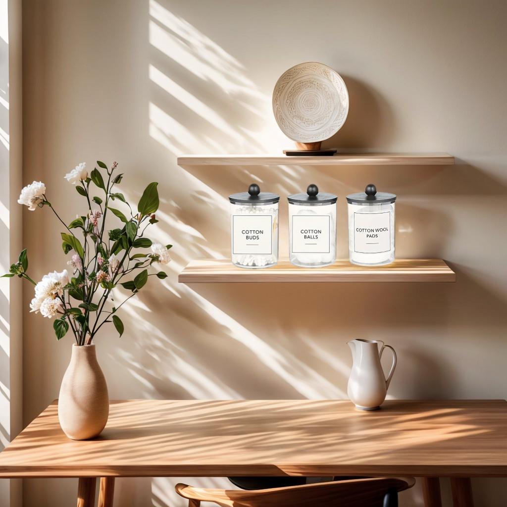 2/3/4 Pack Bathroom Storage Canisters Qtip Holder Dispenser with Lids - 10 oz Clear Plastic Apothecary Jar for Vanity Makeup