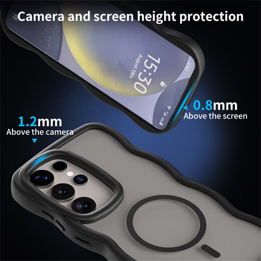 For Samsung Galaxy S24 Ultra Case Compatible with MagSafe TPU+PC Phone Back Cover Skin Touch Wave Shape