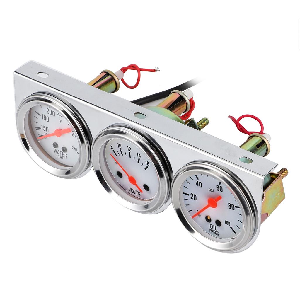 Universal 3 In 1 Gauge Set Water Temp VoltsOil Press 52mm Meter Mechanical Instrument