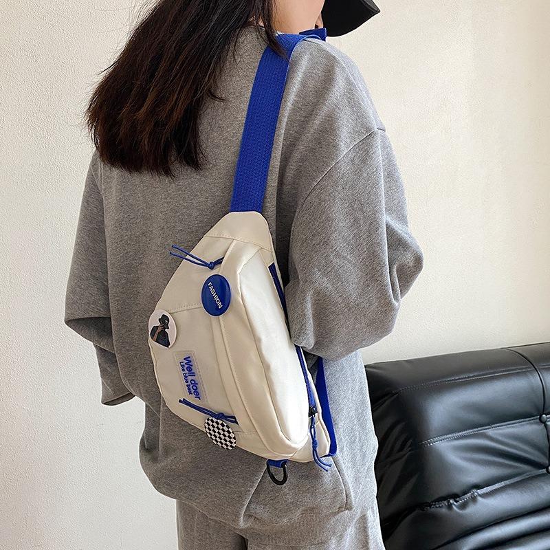 Trendy brand breast bag, men's simple shoulder bag, waist bag, backpack, small satchel, women's simple student messenger bag.