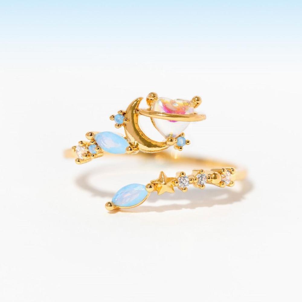 New Cute Colorful Zircon Flower Ring For Women Girl Fashion Vintage Zircon Adjustable Rings Jewelry Gift