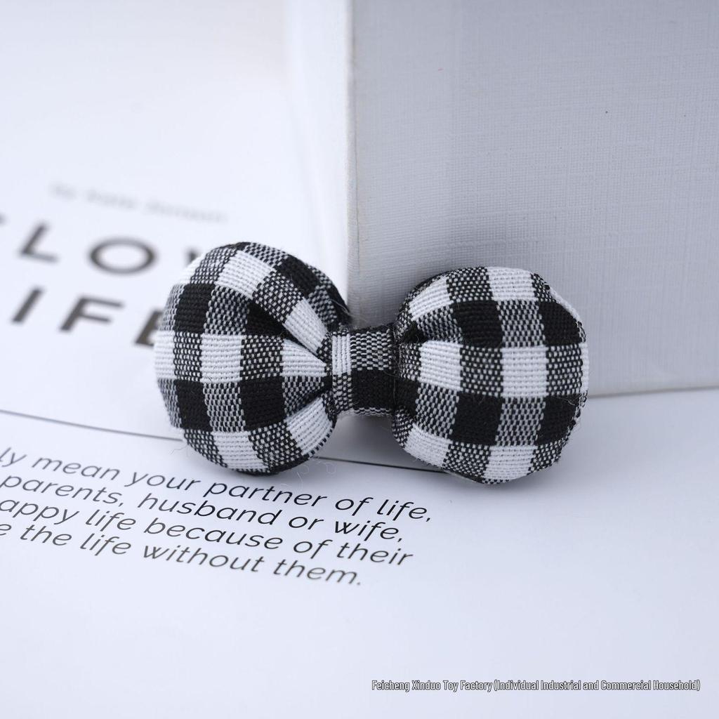 Plaid Bow Decorations: Cute Toy Doll Accessories