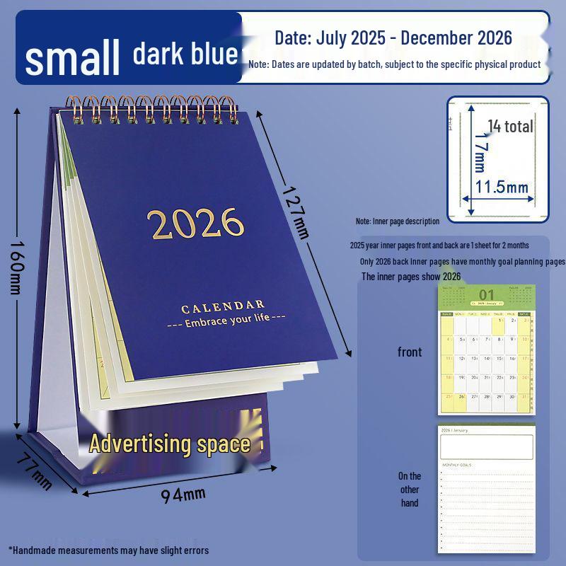 2025-2026 Desk Calendar: Monthly Planner & Memo Organizer
