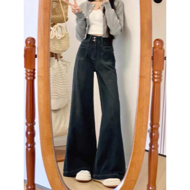 Plus Size Retro High Waist Fleece-Lined Wide Leg Jeans for Women - Winter 2025 Loose Straight Leg Trousers.