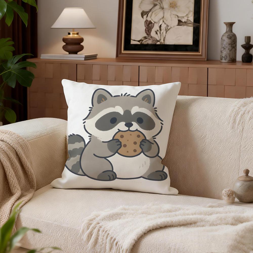Cute Little Raccoon Cushion Cover Cushion Cover Set 4Pcs 50x50 45x45 40x40 Pillowcase Decorative Sofa Home Decor