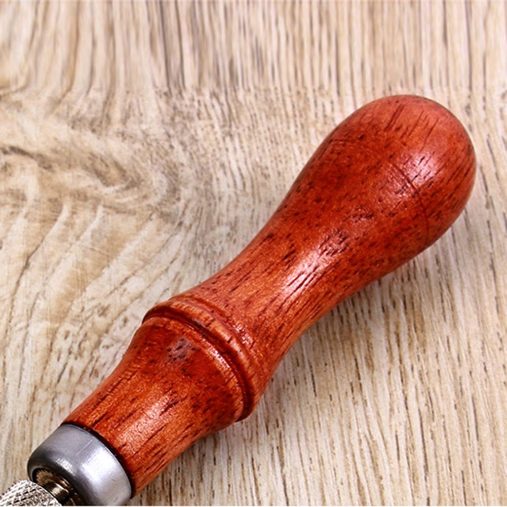 4 in 1 Leather Hole Punch Tool with Hardwood Handle Stitching Awl Handmade Maker Tool Multifunctional for DIY Leather Craft