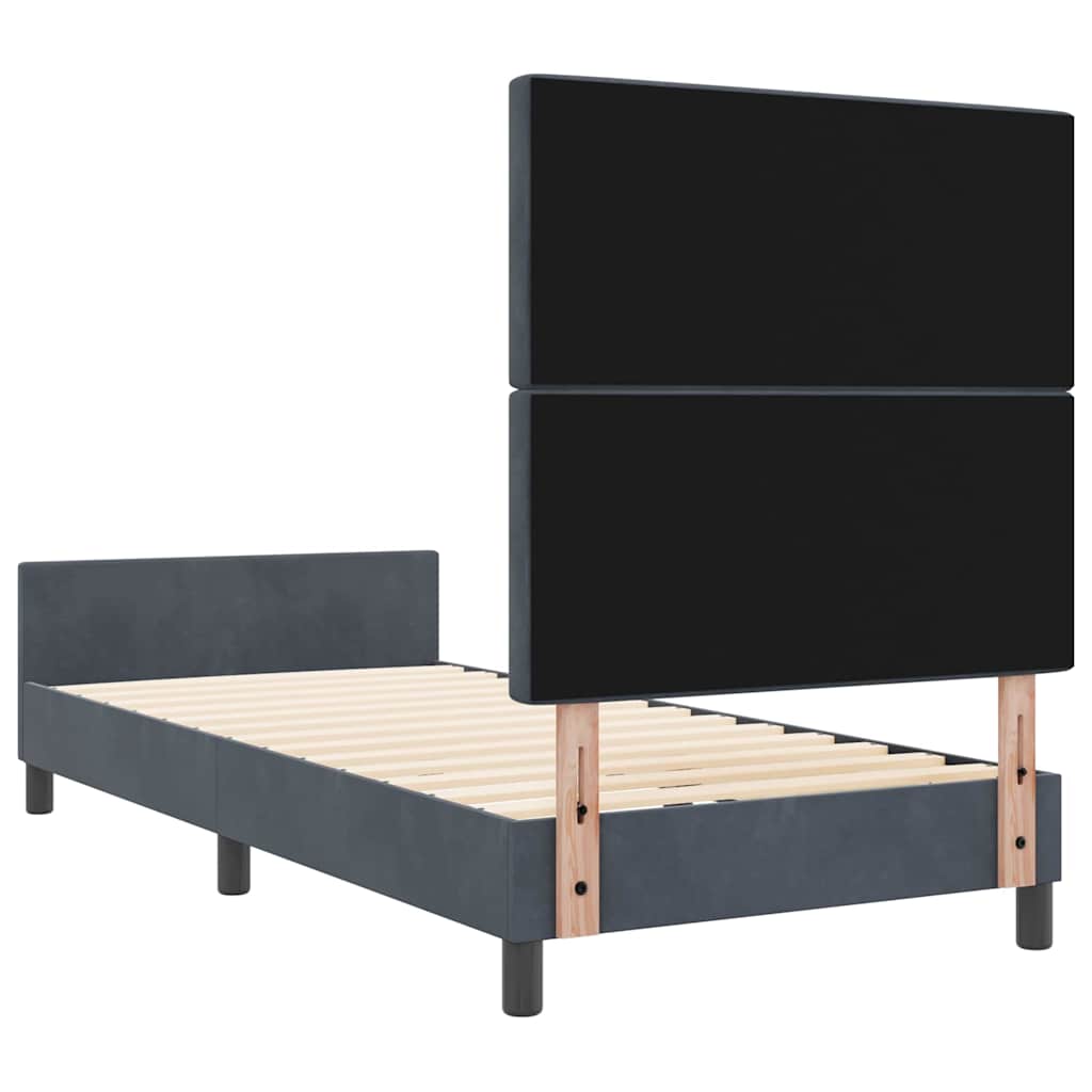 Box Spring Bed with Headboard Dark Grey 100 X 200 Cm Velvet