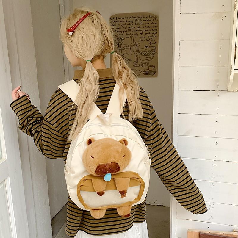 Capybara Snot Plush Backpack With Adjustable Shoulder Straps And Large Capacity
