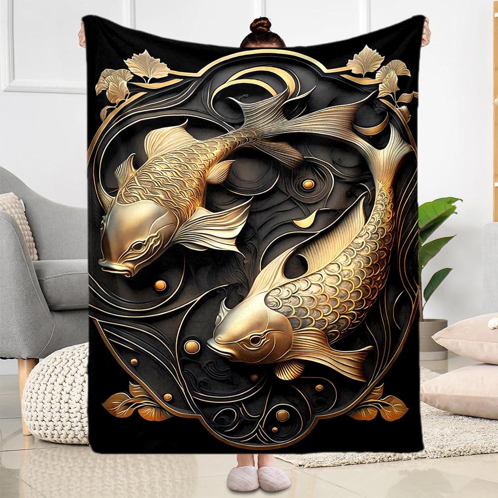 Fish Art Blanket Warmthful Decor Perfect for Office Chair Bed Sofa for All Occasions Modern Style Ideal Gift For Birthday Valentine'S Day