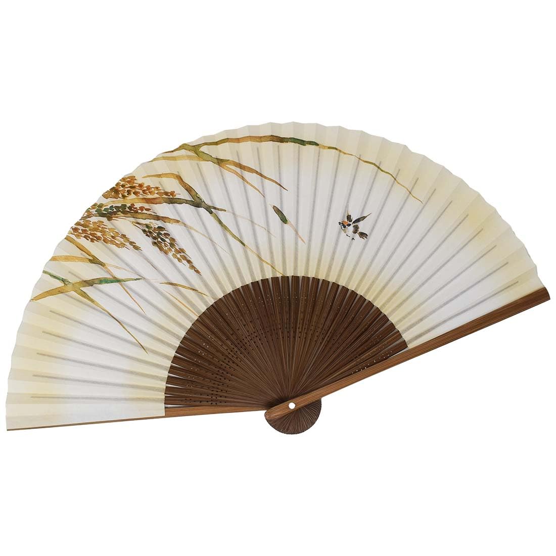 

[Koshodo] Kyoto-style Folding Fan, Rice Sparrow Design, Karaki, Men s, 22cm