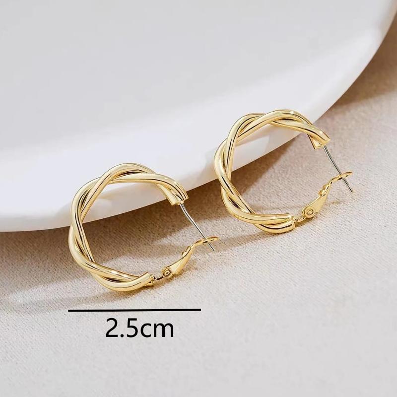 1 Pair Luxury Metal Round Circle Hoop Earrings, Simple & Elegant Design For Women Everyday Wear