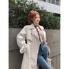 Kumikumi British Style Temperament Creamy-white Trench coat Outerwear Women clothes Autumn Double Breasted Loose Mid-Length Coat