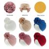Fashionable Baby Turban Hat Solid Color Headwear Lovely Infant Fetal Caps with Lovely Flower Detail,  Trendy Headwrap