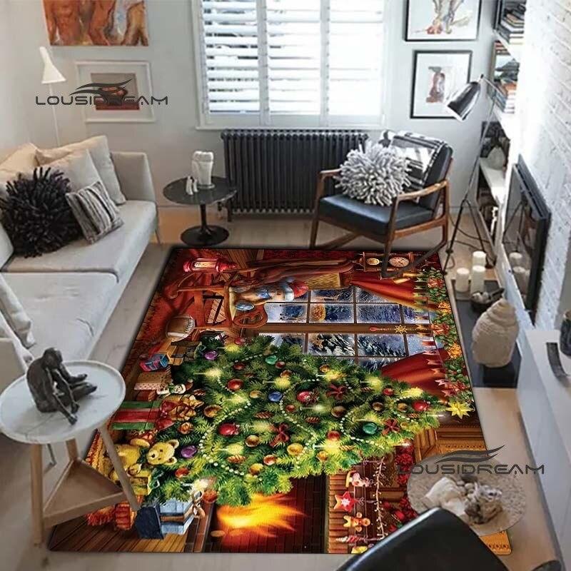 Weihnachts-Weihnachtsmann-Teppiche und Vorleger, Winter-Schnee-Teppich, Bodenmatte, Wohnzimmer, Schlafzimmer, großer Bereich, weicher Teppich, Kinderzimmer-Teppich