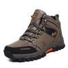 Men's High-Top Waterproof Leather Hiking Boots, Warm, Velvet-Lined, Thick-Sole, Large Size, Autumn/Winter Outdoor Off-Road Footwear.