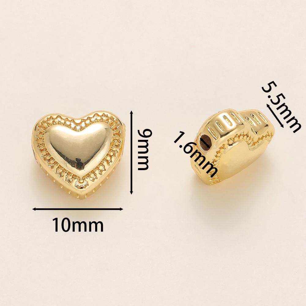 2Pcs/Pack 14/18K Gold Color Plated Heart Shape Charms Spacer Beads for Handmade DIY Necklace Jewelry Making Accessories
